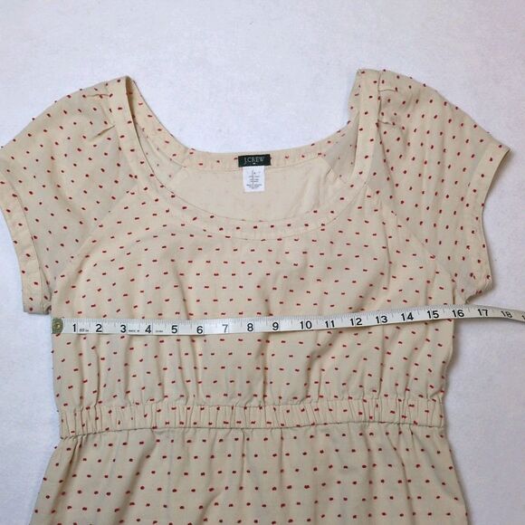 J. Crew Womens S Retro Dobby Dress Ivory Red Embroidered Polka Dot Preppy 69380 - Picture 7 of 9